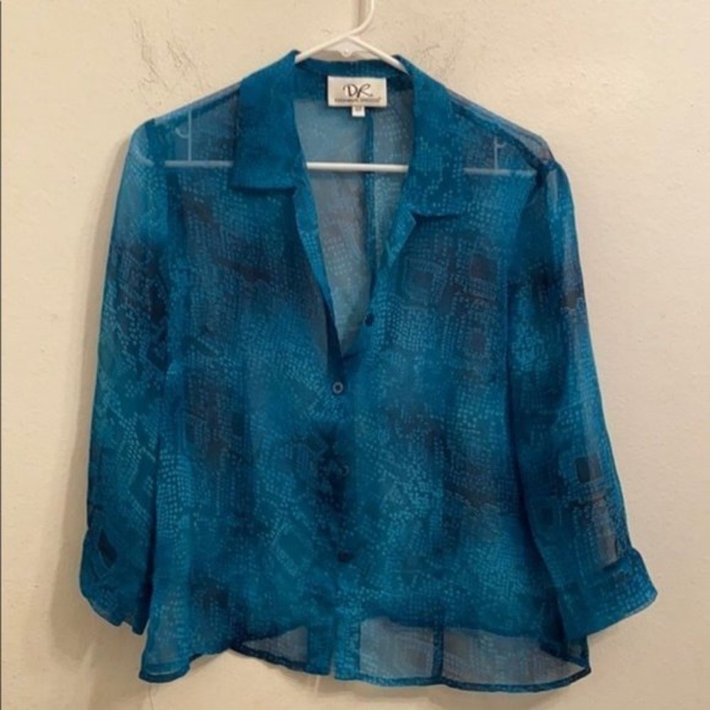 DKNY Blue Sheer Women's Top